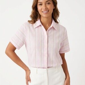 Women's Pastel Striped Button-Up Shirt